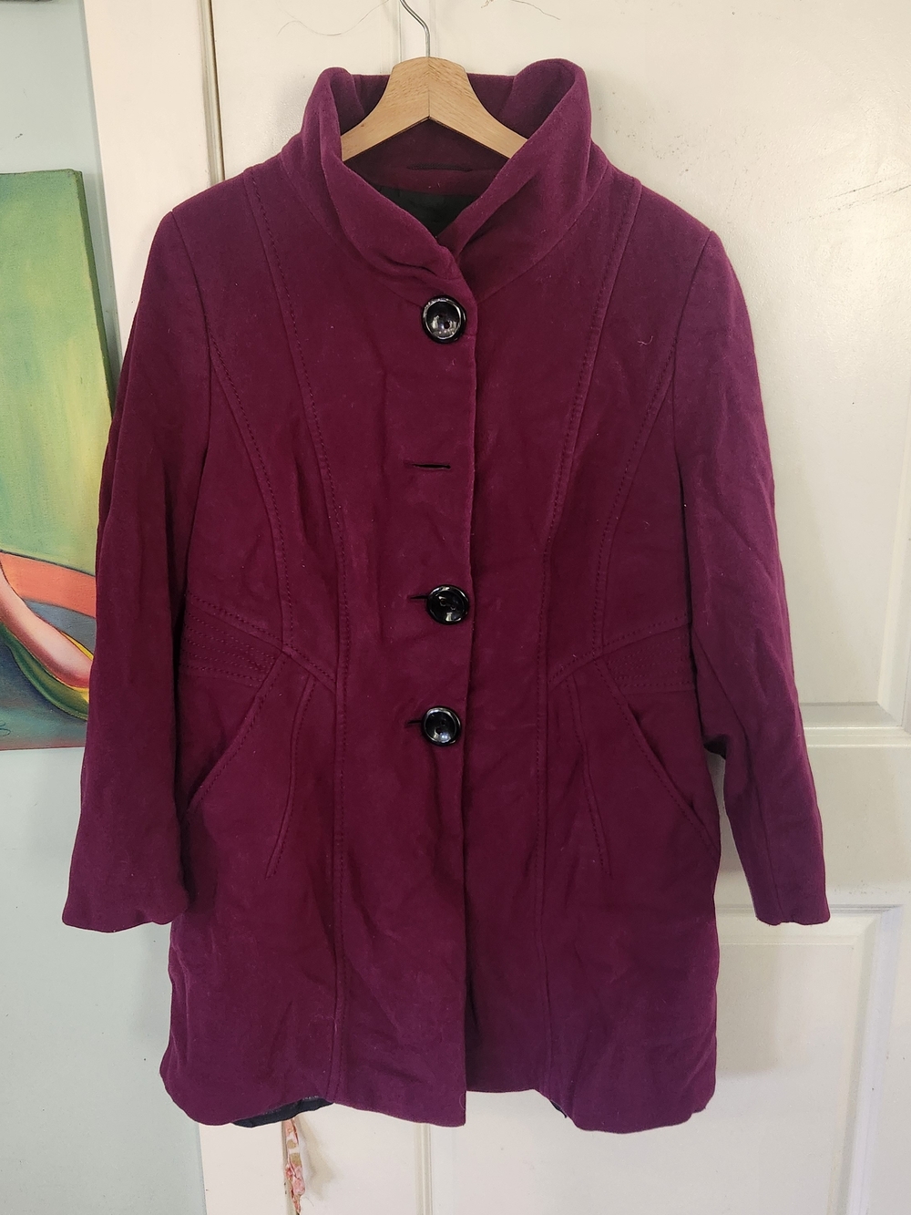 Gerry Weber Deep Plum Button-Front Pea Coat